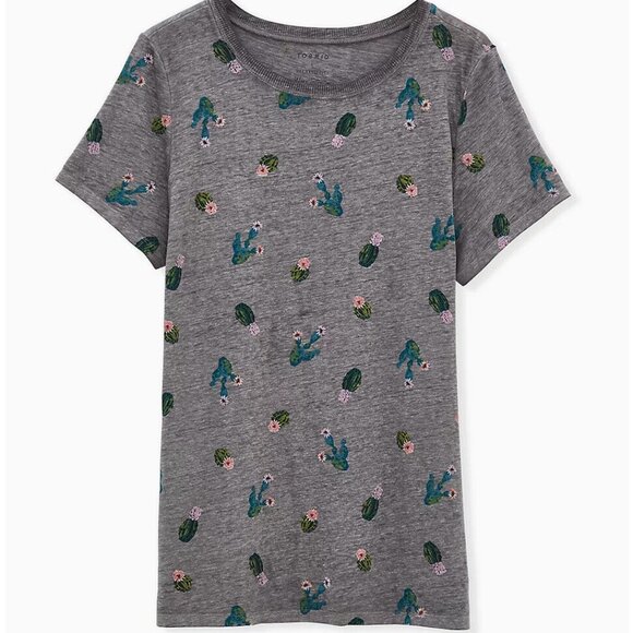 Size 0 (large) TORRID CACTUS Burnout Summer T-shirt gray nwot cute womens top - Picture 2 of 2